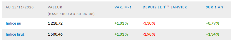 IEIF OPCI Grand Public Bimensuel : les performances de l'indice au 15 novembre 2020